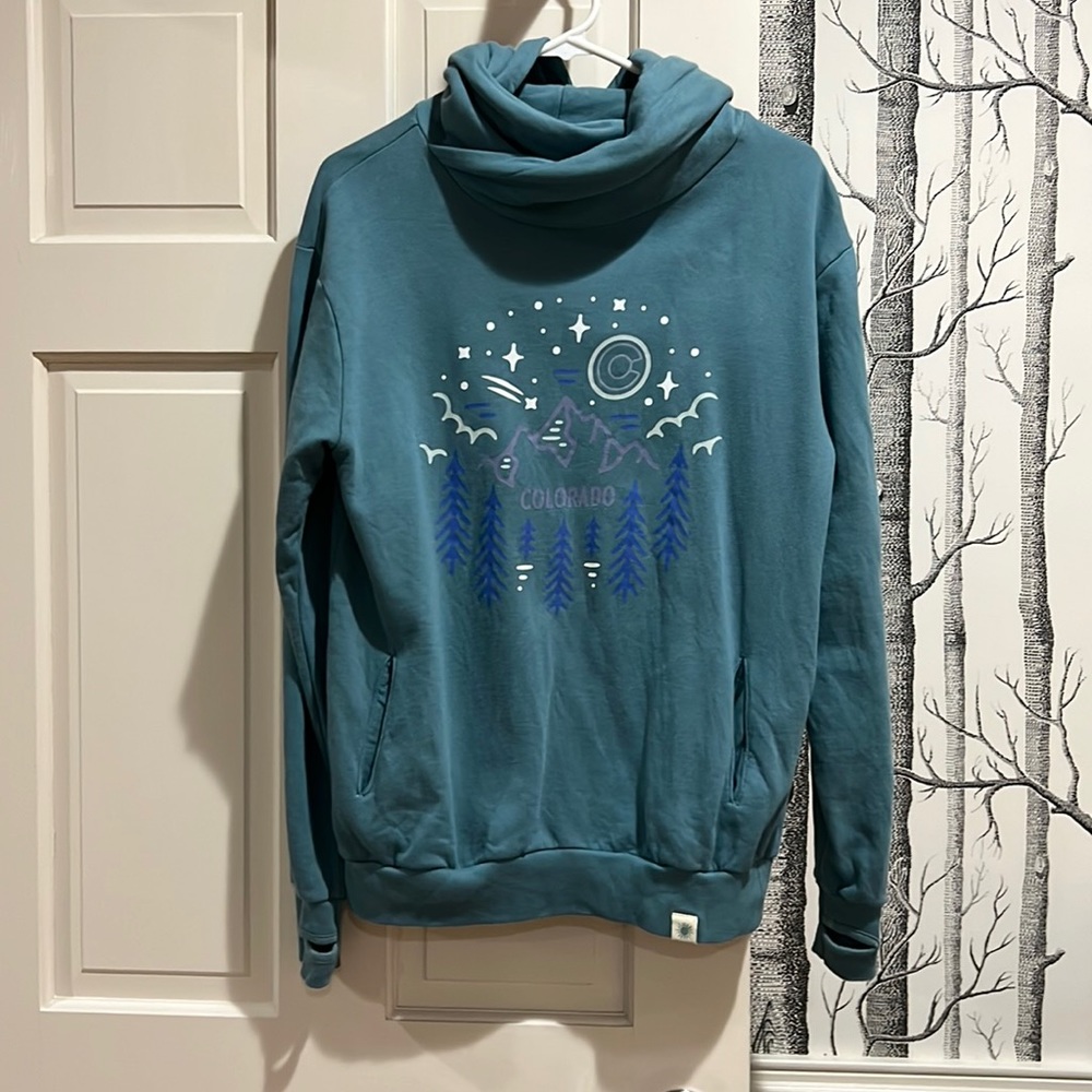 ULURU COLORADO COWL NECK HOODIE WITH THUMB HOLES -SIZE SMALL